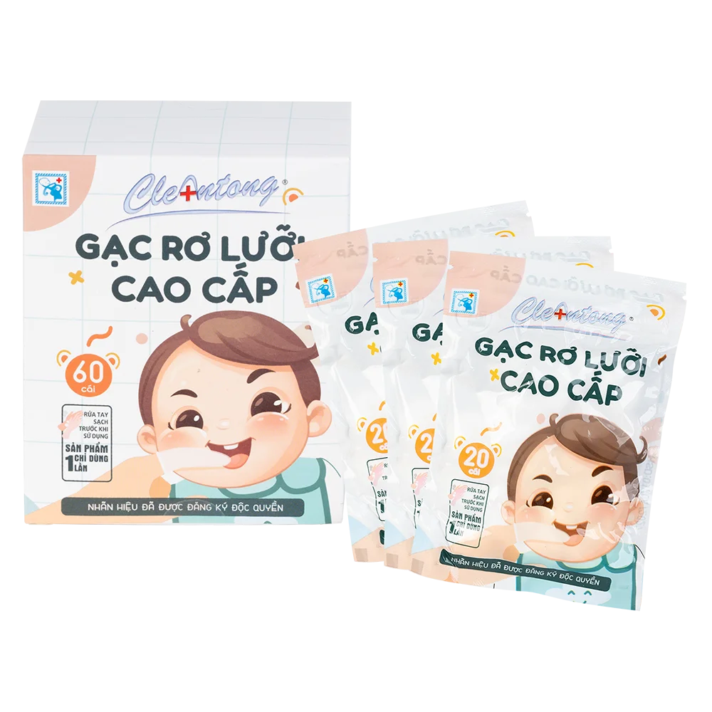 Gạc rơ lưỡi cao cấp CleAntong (PE, 60 cái/hộp)