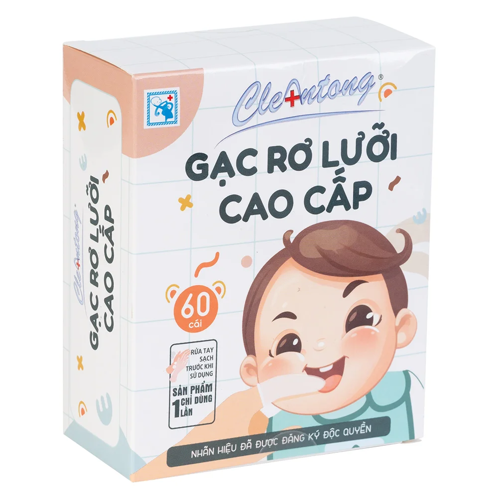 Gạc rơ lưỡi cao cấp CleAntong (PE, 60 cái/hộp)