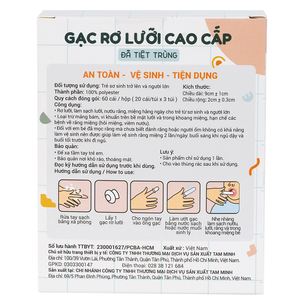 Gạc rơ lưỡi cao cấp CleAntong (PE, 60 cái/hộp)