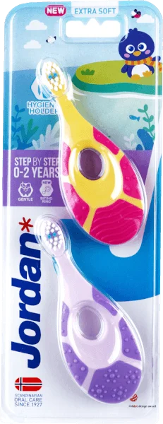 Bộ 2 bàn chải đánh răng trẻ em Jordan Step 1 (0-2 tuổi)