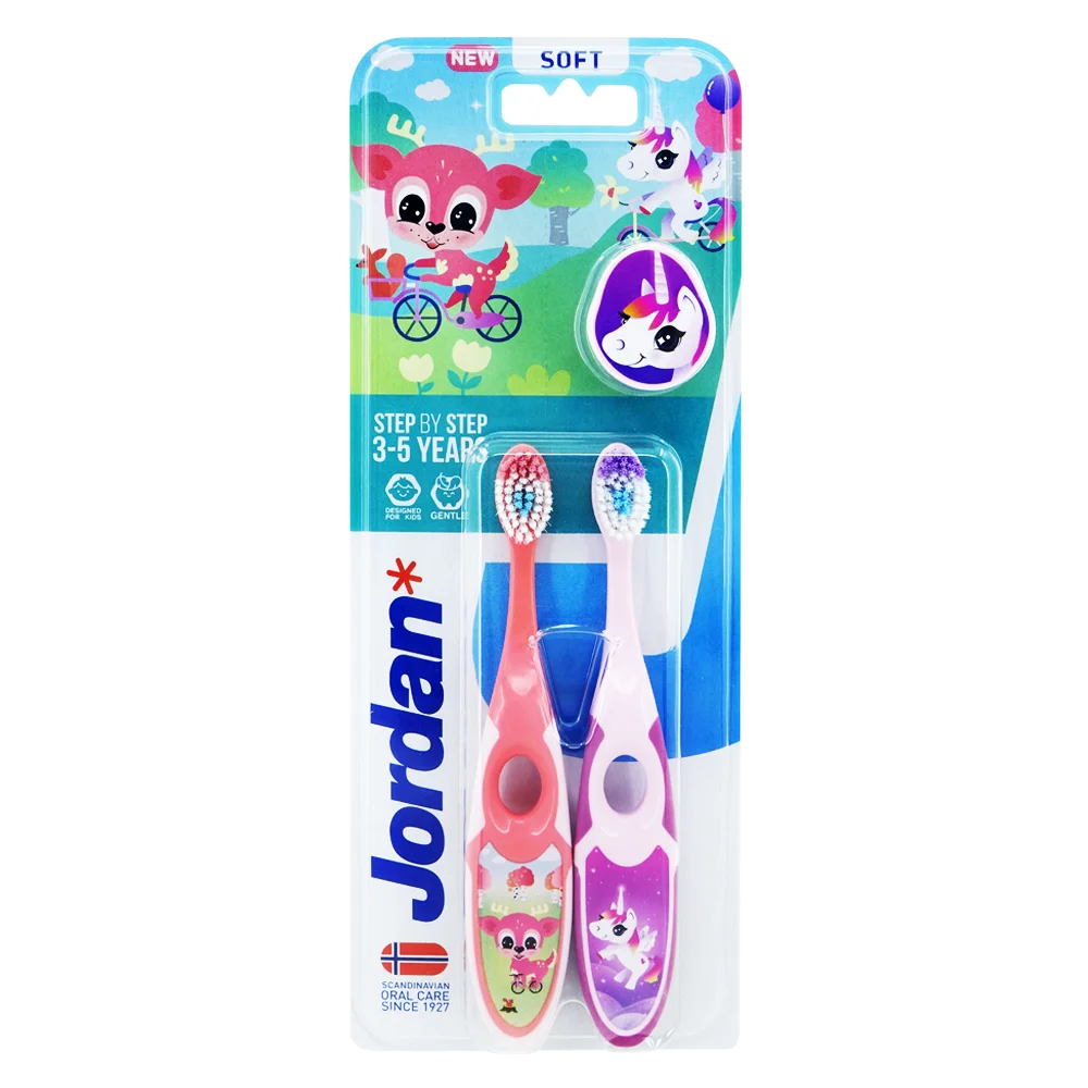 Bộ 2 bàn chải đánh răng trẻ em Jordan Step 2 (3-5 tuổi)