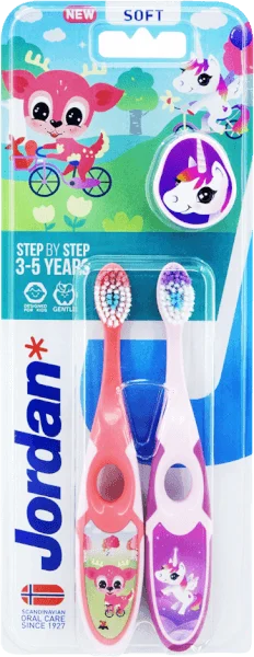 Bộ 2 bàn chải đánh răng trẻ em Jordan Step 2 (3-5 tuổi)