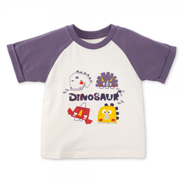 Bộ bé trai ngắn Dino Animo HN0524002 (6M-6Y,Kem phối tím)