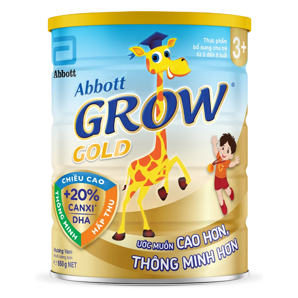 Combo 5 Sữa Abbott Grow 3+ 850g (3-6 tuổi) (tên cũ: Abbott Grow Gold 3+, giao bao bì ngẫu nhiên)
