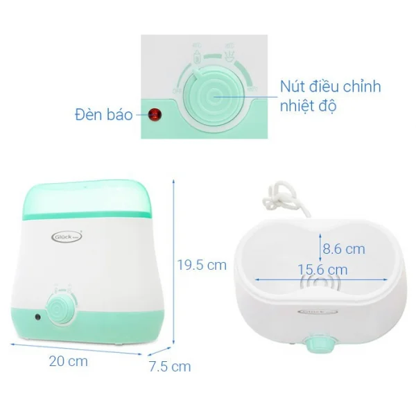 Máy hâm sữa 2 bình Gluck GN05 Xanh da trời (giao màu ngẫu nhiên)