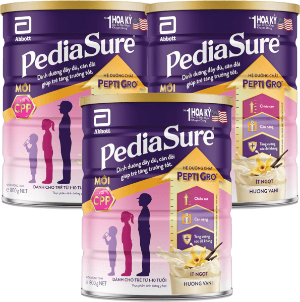 Combo 3 Thực phẩm dinh dưỡng y học cho trẻ 1-10 tuổi: Pediasure vani 850g