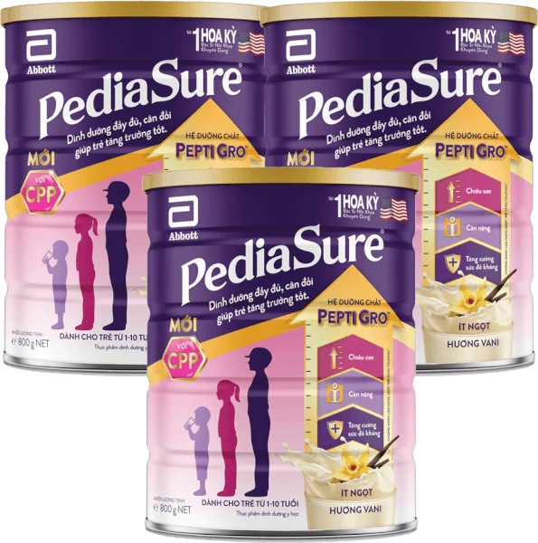 Combo 3 Thực phẩm dinh dưỡng y học cho trẻ 1-10 tuổi: Pediasure vani 850g
