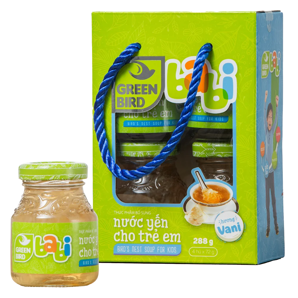 Nước yến sào cho trẻ em Green Babi hương Vani 72g - Lốc 4