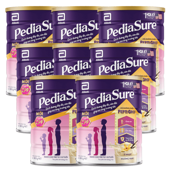 Combo 8 Thực phẩm dinh dưỡng y học cho trẻ 1-10 tuổi: Pediasure vani 850g