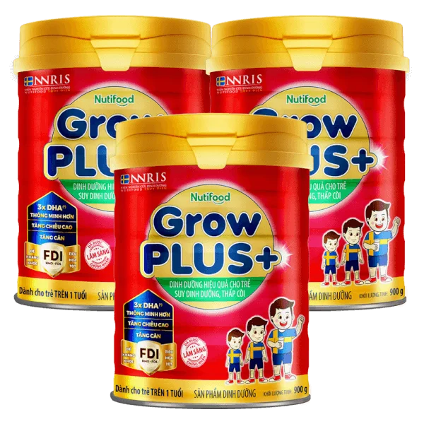 Combo 3 lon sữa GrowPLUS+ Đỏ 900g (từ 1 tuổi)