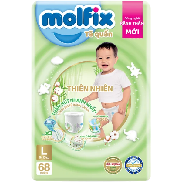 Tã quần Molfix (L, 9 - 13kg, 68 miếng) (giao bao bì ngẫu nhiên)