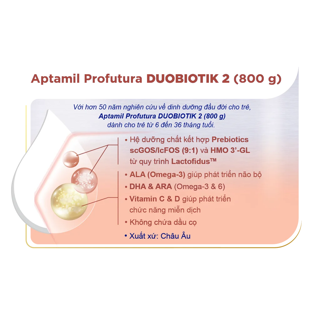 Sữa Aptamil Profutura Duobiotik 2 800g (6-36 tháng)