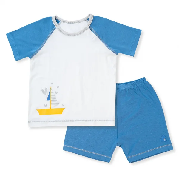 Bộ sơ sinh tính năng ngắn, vải modal BST Thiên nga Animo BMC822072 (12-24M,Xanh)