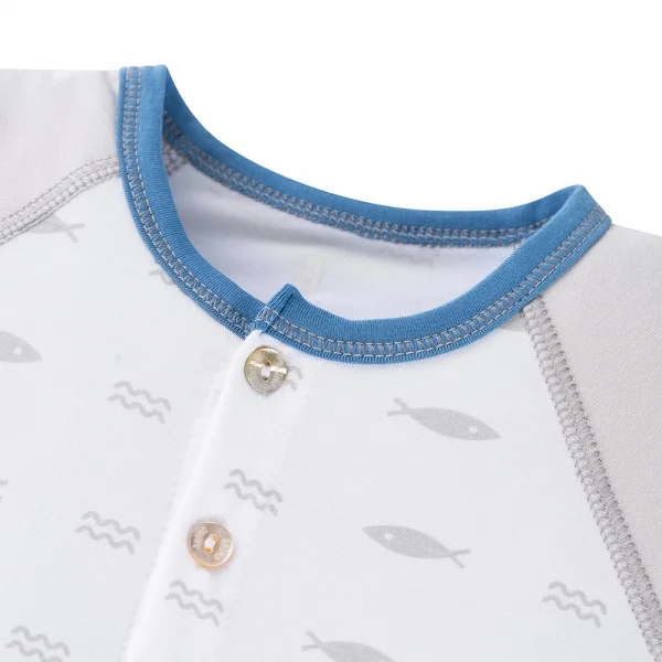 Bộ sơ sinh tính năng ngắn, vải modal BST Thiên Nga Animo BMC822072 (0-12M,Xanh)