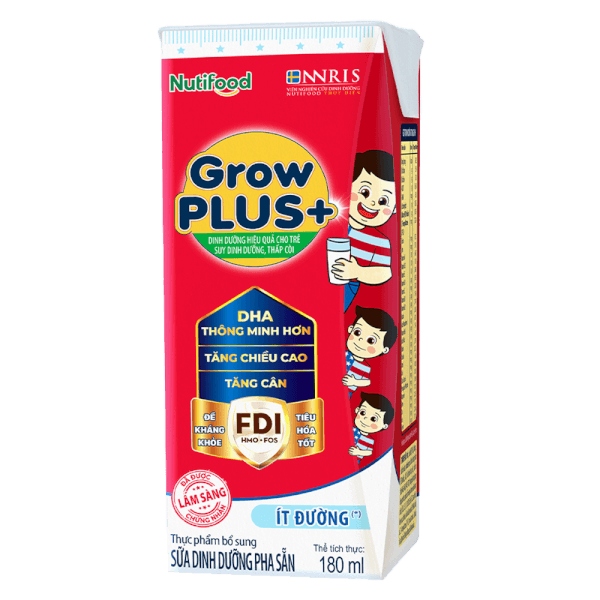 Combo 2 thùng Sữa GrowPLUS+ ít đường 180ml (lốc 4 hộp)