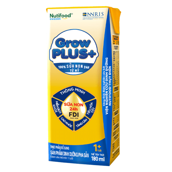 Thùng Sữa GrowPLUS+ Sữa non Vàng hộp 180ml (lốc 4 hộp)