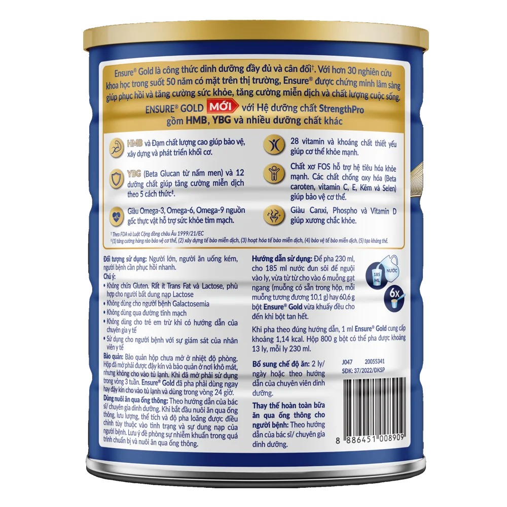 Thực phẩm dinh dưỡng y học Ensure Gold 800g (bao bì cũ 850g, giao bao bì ngẫu nhiên)