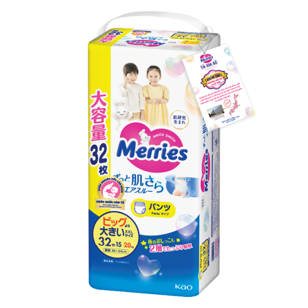 Tã quần Merries Ultra Jumbo (XXL, 32 miếng)