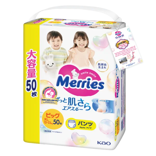 Tã quần Merries Ultra Jumbo (XL, 50 miếng)
