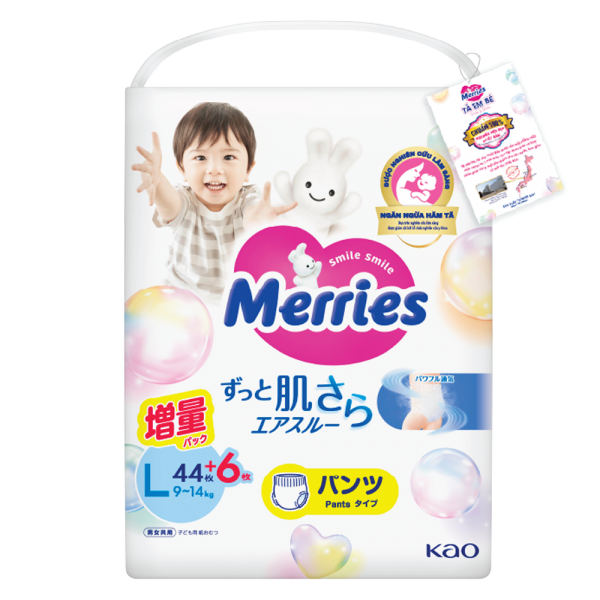 Tã quần Merries nội địa (L, 9-14kg, 44 + 6 miếng)