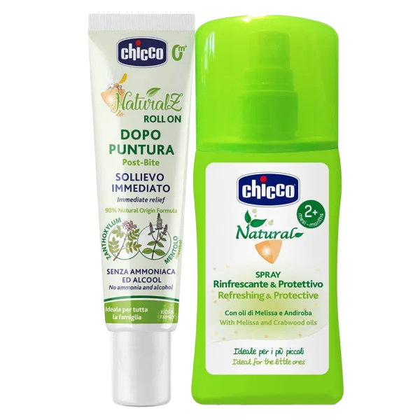 Combo Xịt đa năng xua muỗi Chicco 100ml và Lăn bôi vết muỗi đốt, côn trùng cắn Chicco 10ml