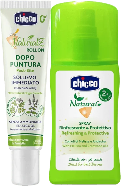 Combo Xịt đa năng xua muỗi Chicco 100ml và Lăn bôi vết muỗi đốt, côn trùng cắn Chicco 10ml