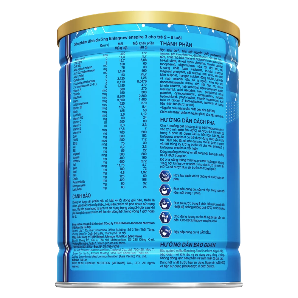 Sữa Enfagrow Enspire 3 850g (2-6 tuổi)