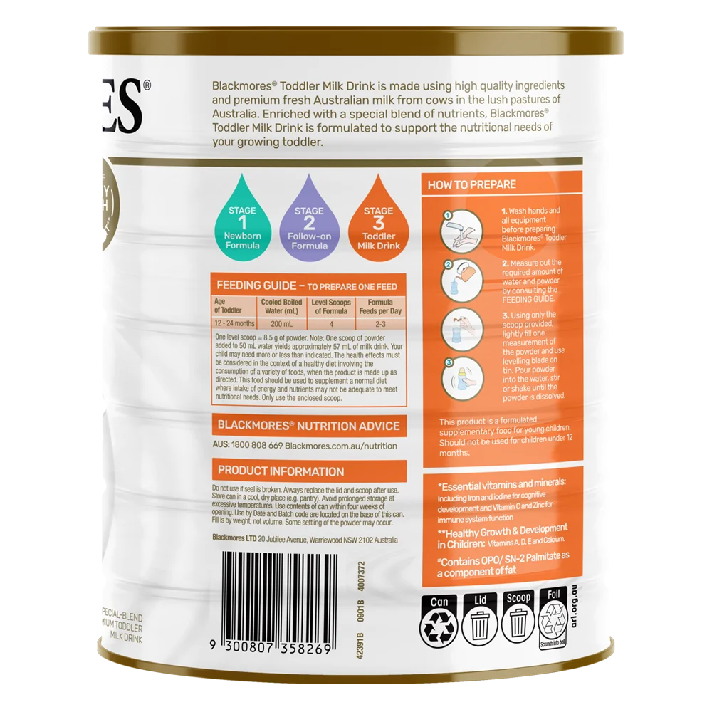 Sữa Blackmores Toddler Số 3 900g (từ 1 tuổi)