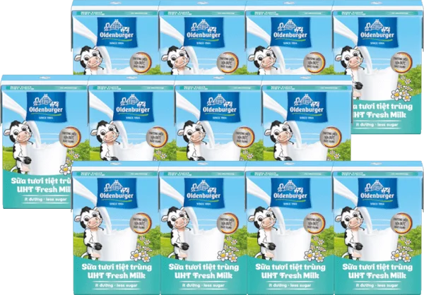 Combo 3 Sữa tươi tiệt trùng Oldenburger ít đường 180ml (lốc 4 hộp)