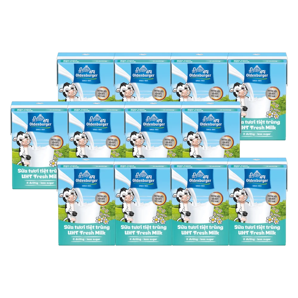 Combo 3 Sữa tươi tiệt trùng Oldenburger ít đường 110ml (lốc 4 hộp)