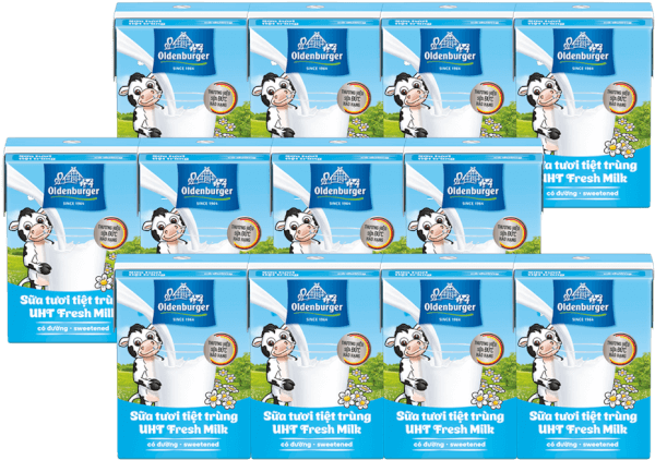 Combo 3 Sữa tươi tiệt trùng Oldenburger có đường 110ml (lốc 4 hộp)
