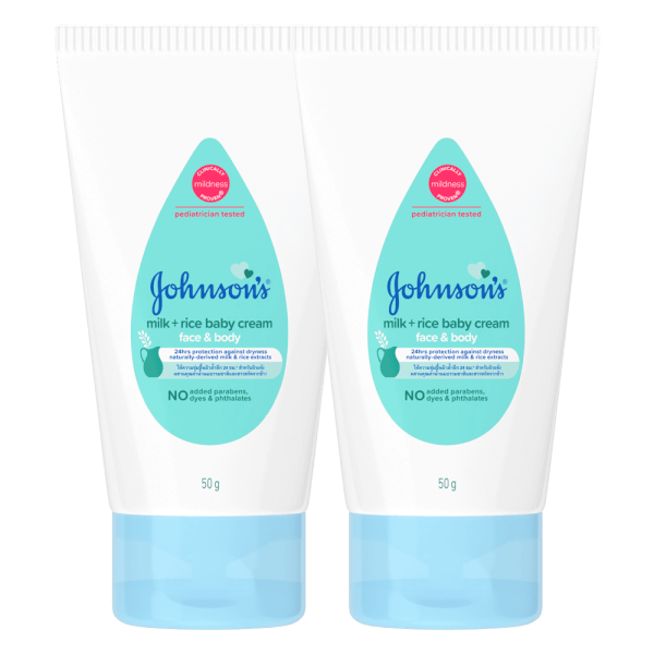 Combo 2 Kem dưỡng da mặt và cơ thể chưá sữa và tinh chất gạo (Tuýp) Johnson baby (50gr)