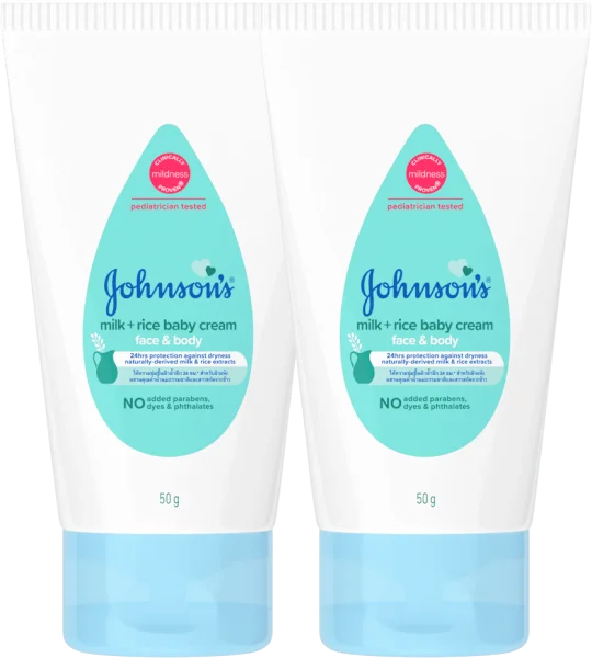 Combo 2 Kem dưỡng da mặt và cơ thể chưá sữa và tinh chất gạo (Tuýp) Johnson baby (50gr)