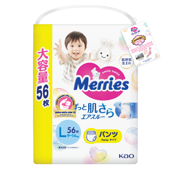 Tã quần Merries Ultra Jumbo (L, 9-14kg, 56 miếng)