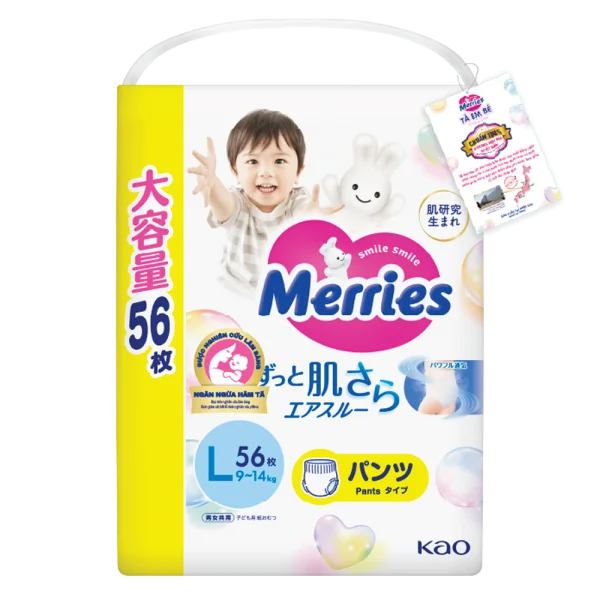 Tã quần Merries Ultra Jumbo (L, 9-14kg, 56 miếng)