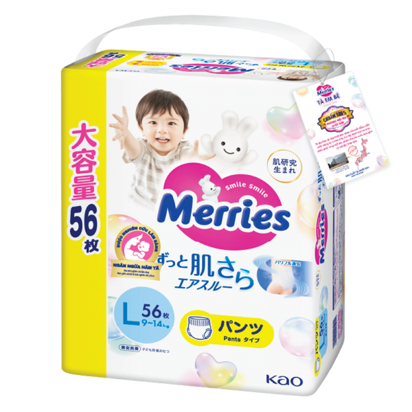 Tã quần Merries Ultra Jumbo (L, 9-14kg, 56 miếng)