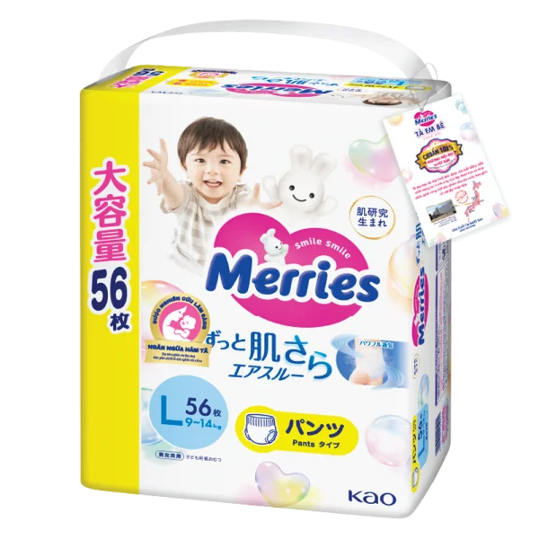 Tã quần Merries Ultra Jumbo (L, 9-14kg, 56 miếng)