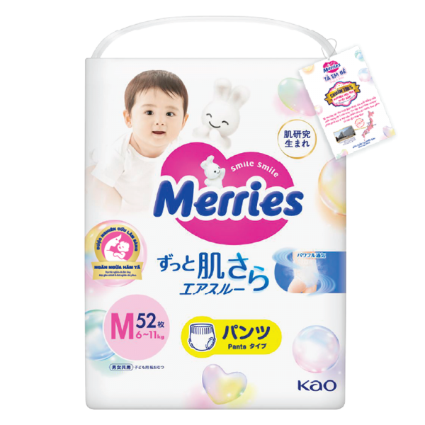 Tã quần Merries (M, 6-11kg, 52 miếng)