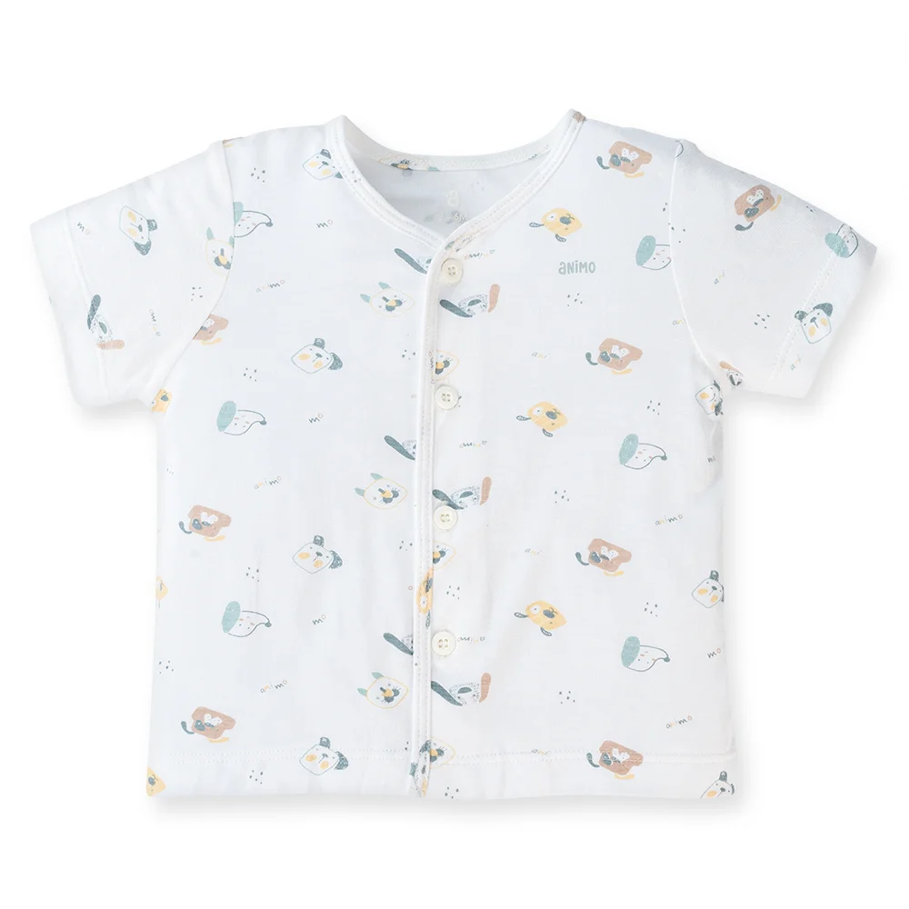 Set 2 áo sơ sinh cài giữa tay ngắn Animo Easy KV0724001 (NB,Trắng-HT Cún con)