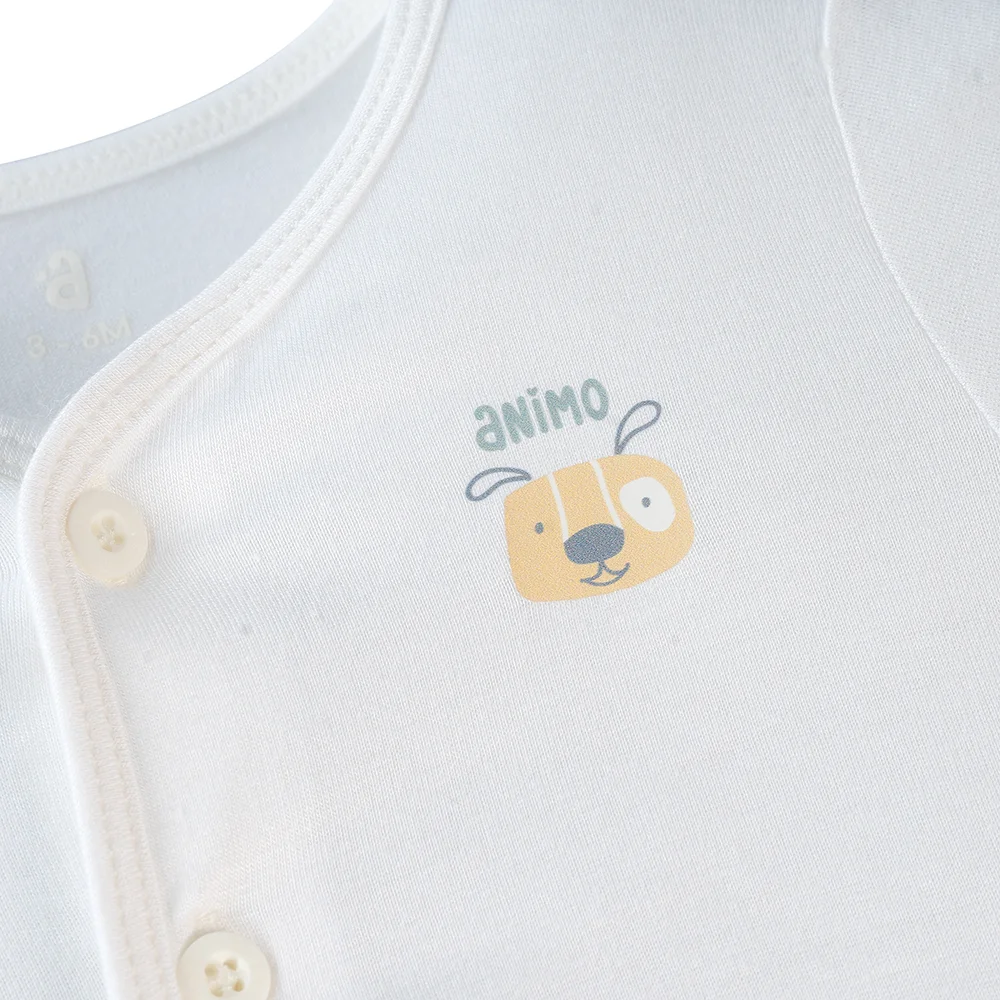 Set 2 áo sơ sinh cài giữa tay ngắn Animo Easy KV0724001 (NB,Trắng-HT Cún con)