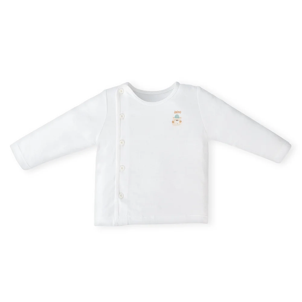 Set 2 áo sơ sinh cài chéo tay dài Animo Easy KV0724004 (NB,Trắng-HT Gấu)