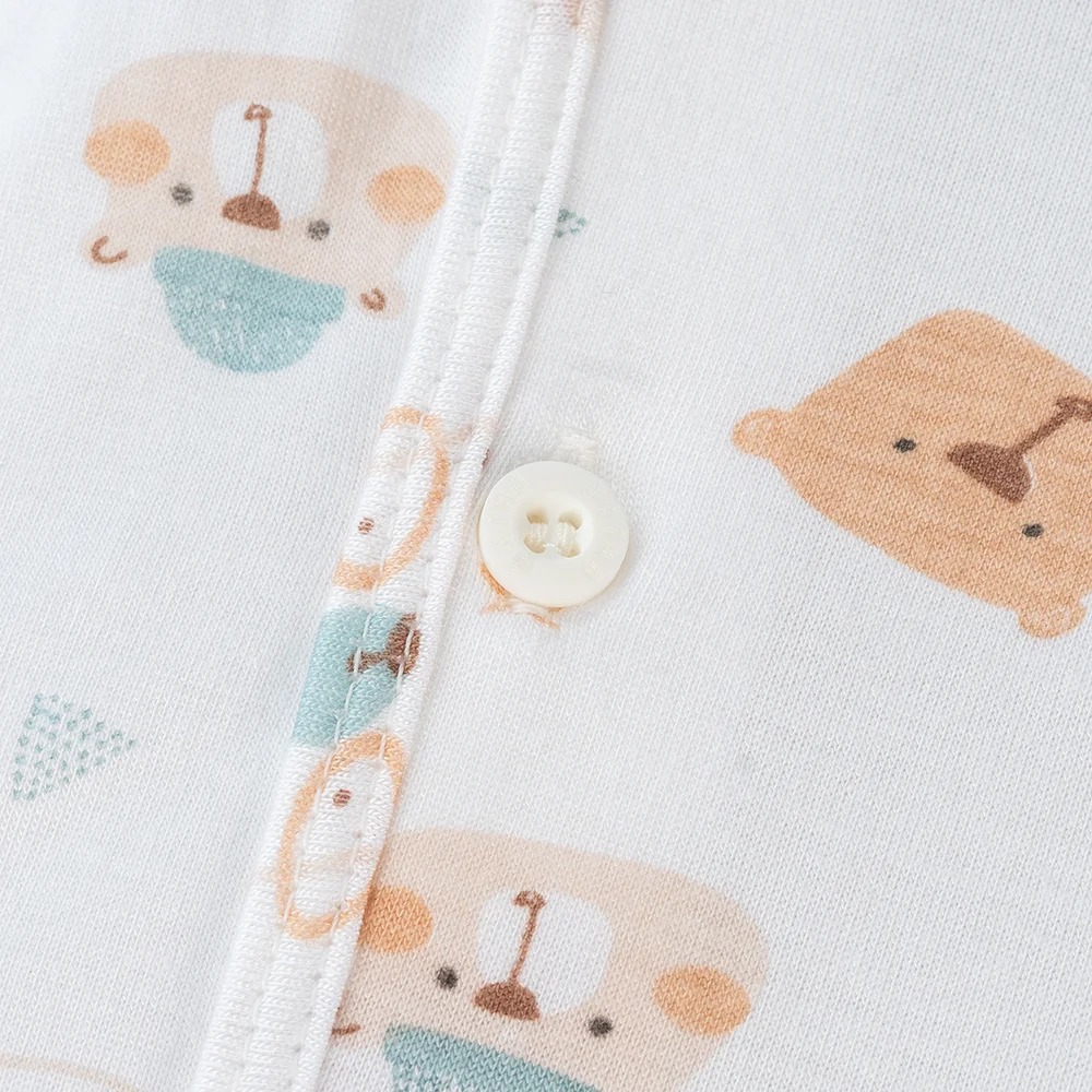 Set 2 áo sơ sinh cài chéo tay dài Animo Easy KV0724004 (NB,Trắng-HT Gấu)