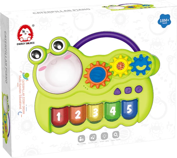 Đồ chơi học đàn piano hình ếch con phát nhạc đèn và có chế độ trống RFD577425 C404 (Xanh)