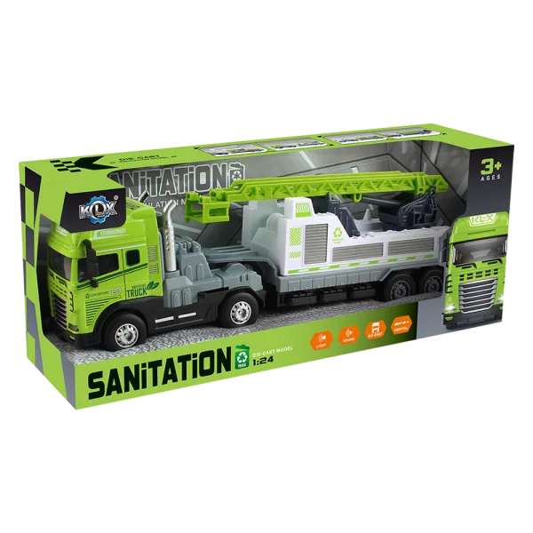 Xe thang vệ sinh môi trường chạy trớn có âm thanh và đèn RFD551198 C404 (Xanh)