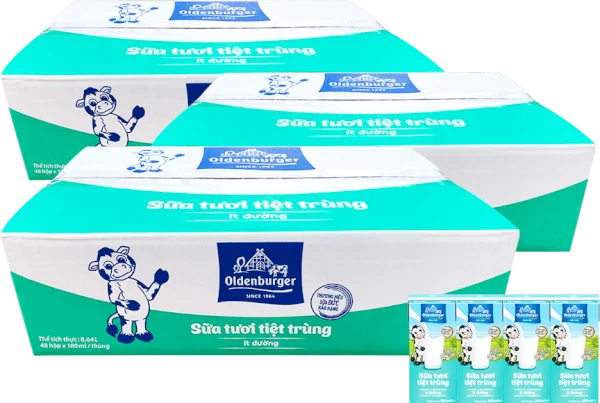 Combo 3 Thùng Sữa tươi tiệt trùng Oldenburger ít đường 180ml (lốc 4 hộp)