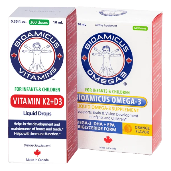 Combo 1 Bioamicus Vitamin K2D3 và Thực phẩm bảo vệ sức khỏe BioAmicus Omega-3