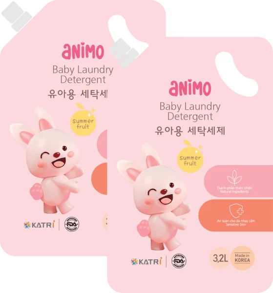Combo 2 Nước giặt cho bé Animo hương trái cây mùa hè túi refill 3,2L