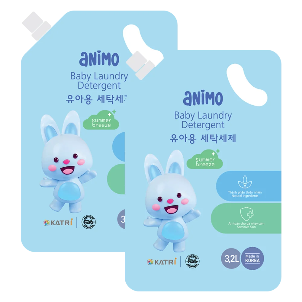 Combo 2 Nước giặt cho bé Animo hương làn gió mùa hè túi refill 3,2L