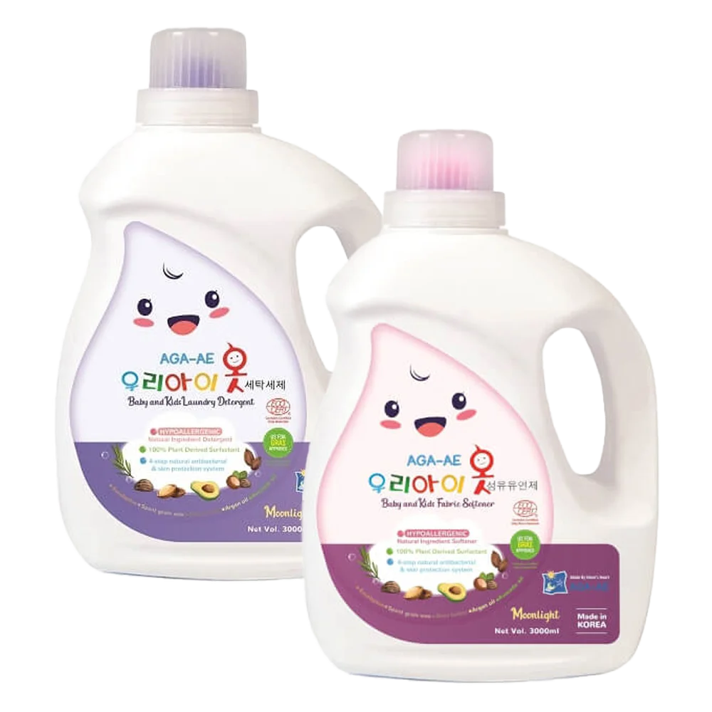 Combo 1 Nước Giặt Hàn Quốc Aga - Ae Kháng Khuẩn và 1 Nước Xả Làm Mềm Vải Hàn Quốc Aga – Ae Kháng Khuẩn