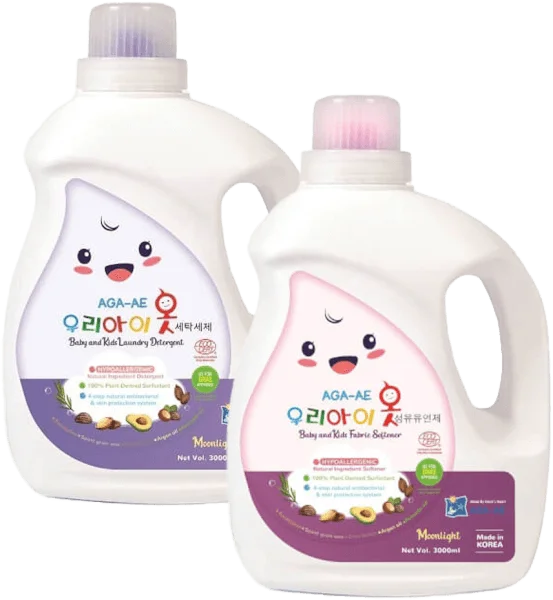 Combo 1 Nước Giặt Hàn Quốc Aga - Ae Kháng Khuẩn và 1 Nước Xả Làm Mềm Vải Hàn Quốc Aga – Ae Kháng Khuẩn